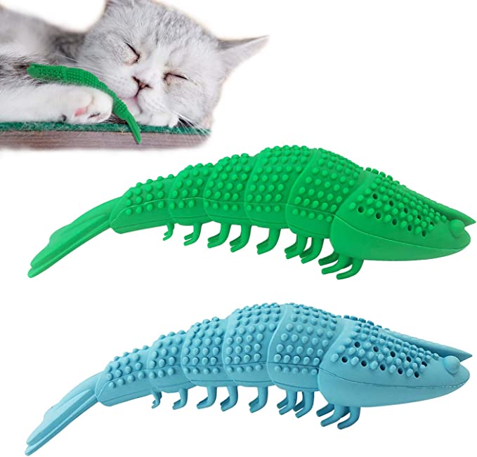 crayfish shaped cat toothbrush catnip toy