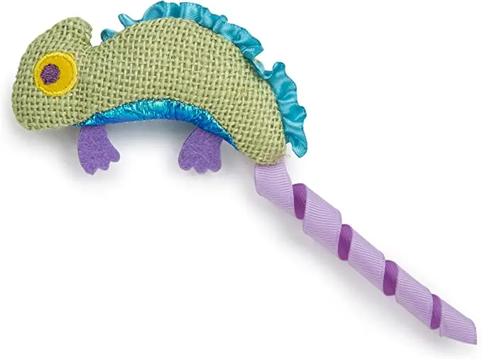 Petlinks HappyNip Crinkle chameleon cat toy is a stuffed toy having catnip and silvervine it in. It has attractive colors that keep cats entertained. 