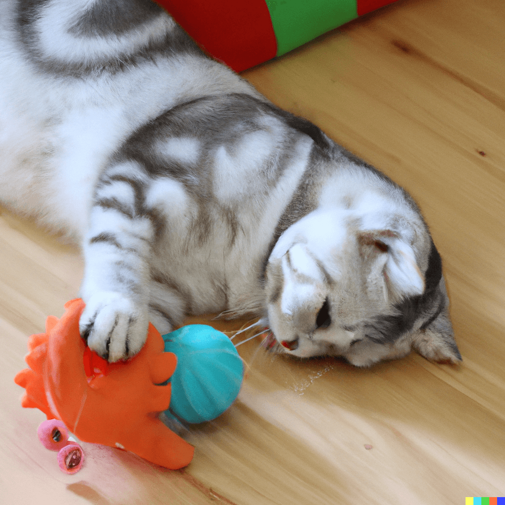 a cat playing with an eco-friendly toy