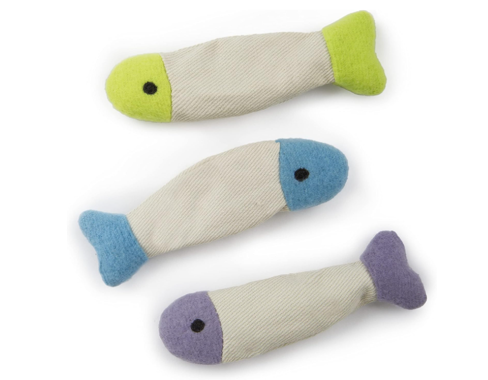 SmartyKat (3 Count) Fish Flop Crinkle Catnip Cat Toys - Multi Color, 3 Count