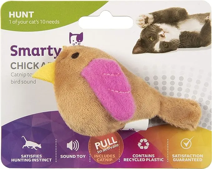 SmartyKat Chickadee Chirp Electronic Sound Cat Toy, Contains Catnip, Battery Powered - Light Brown, One Size
