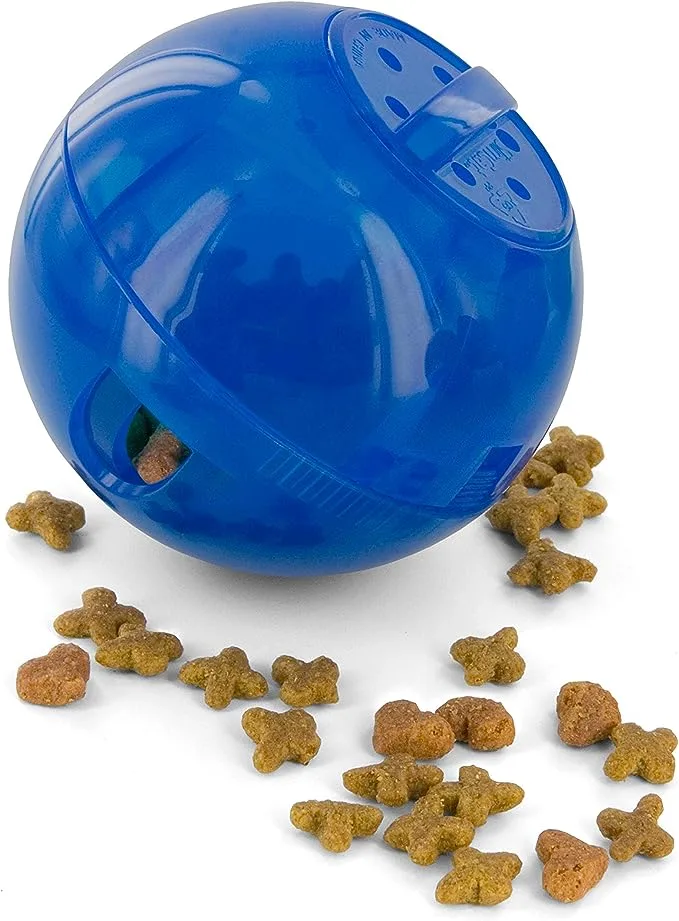 PetSafe SlimCat Meal-Dispensing Cat Toy, Great for Food or Treats, Blue, for All Breed Sizes