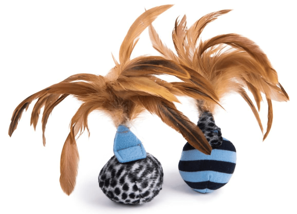 Petlinks (2 Count) Feather Flips Plush Ball Cat Toys - Blue