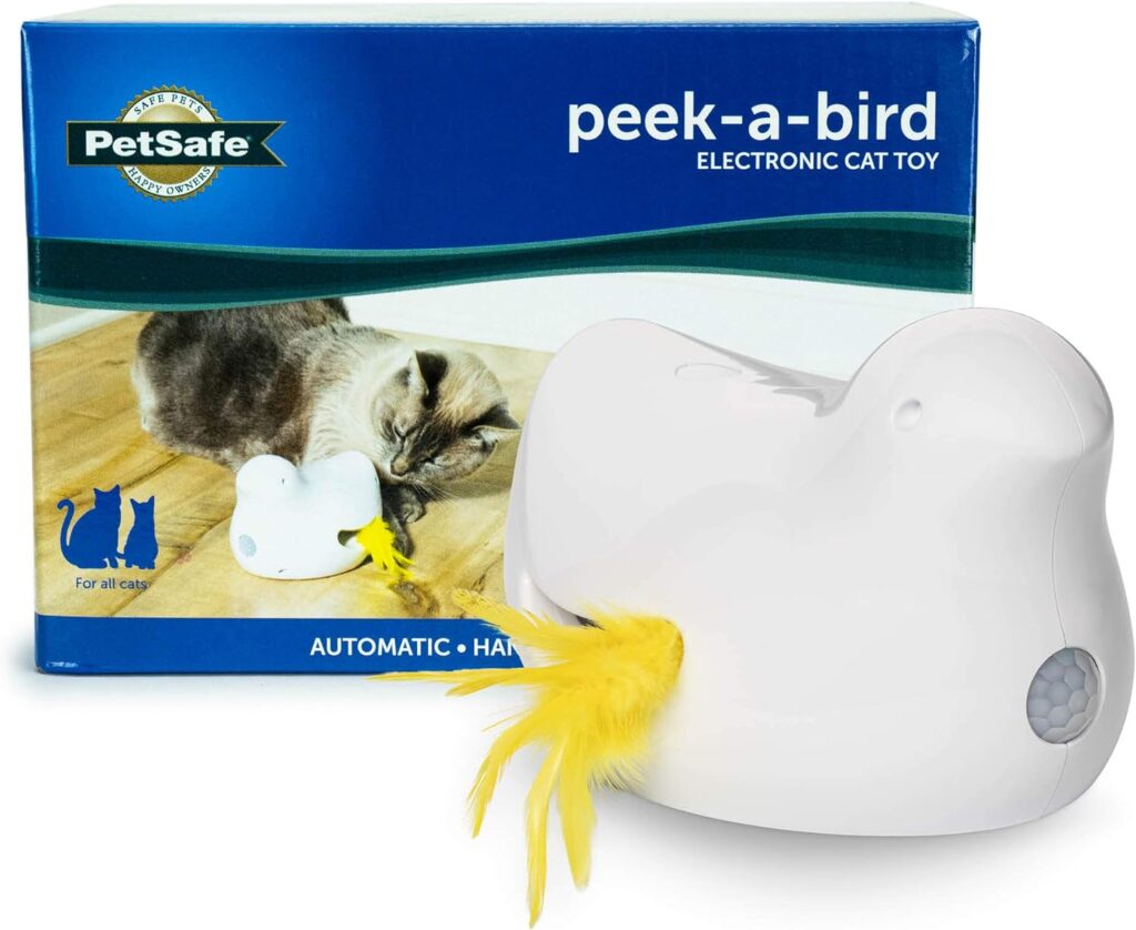 PetSafe Peek-A-Bird - Electronic Toy and Interactive Bird Hunt - Automatic Feather Toy for Bored and Anxious Cats - Kitten Teaser Toy - Automated Toy for Cat Enrichment and Exercise