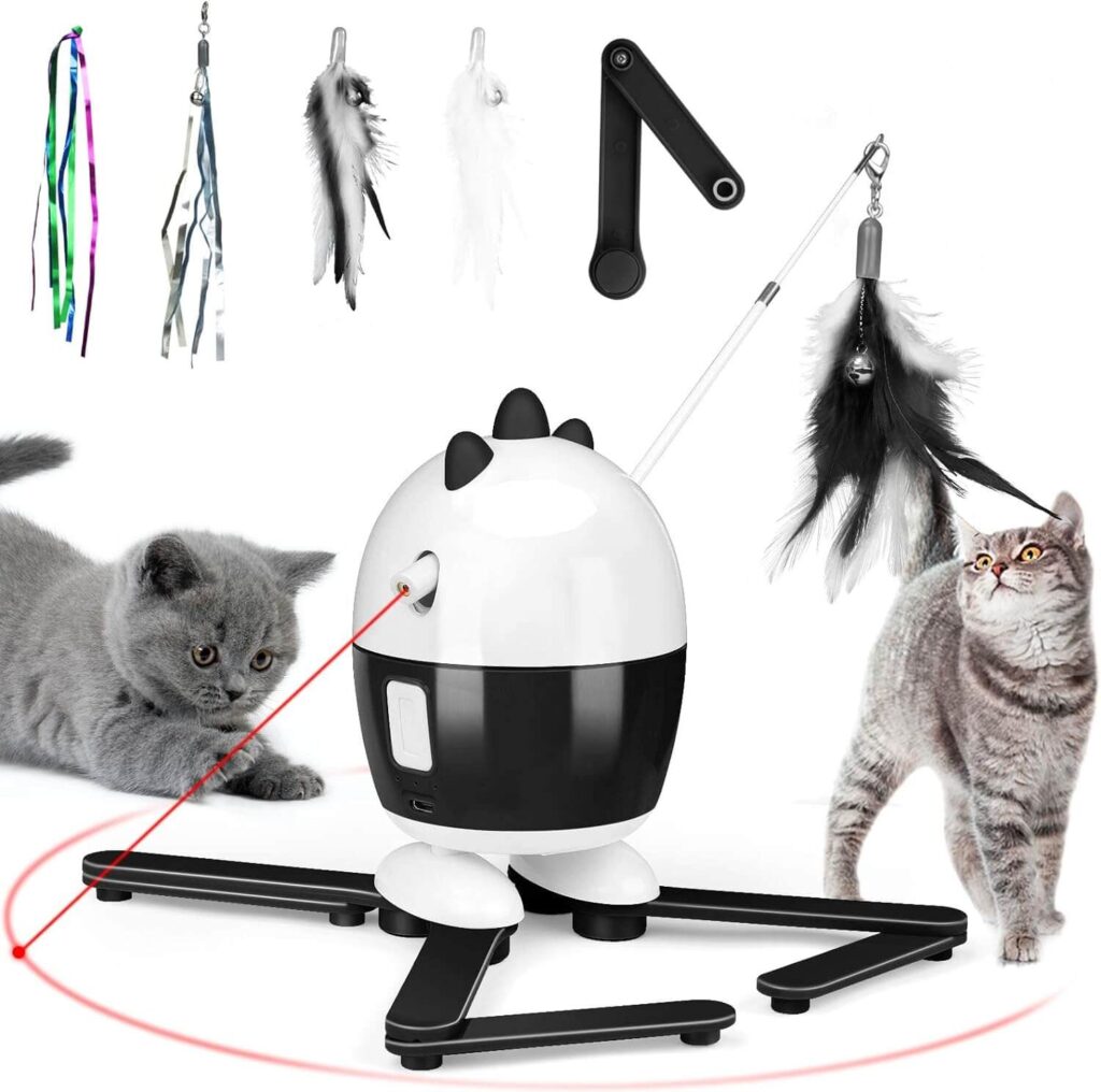 Frebento Cat Toys Interactive, Cat Light Toy and Cat Feather Toys 2 in 1, Recharge Cat Exercise Toys for Indoor Cats