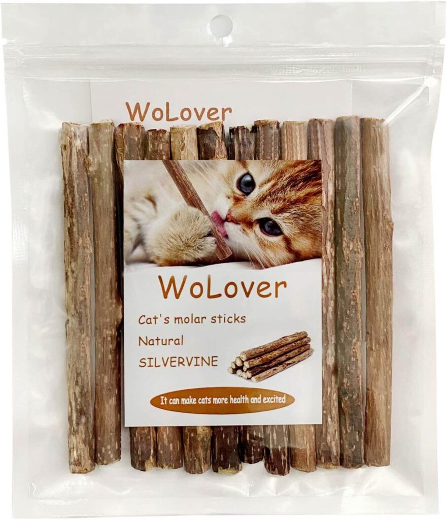 WoLover Silvervine Sticks for Cats, Natural Catnip Sticks Matatabi Chew Sticks Teeth Molar Chew Toys for Cat Kitten Kitty
