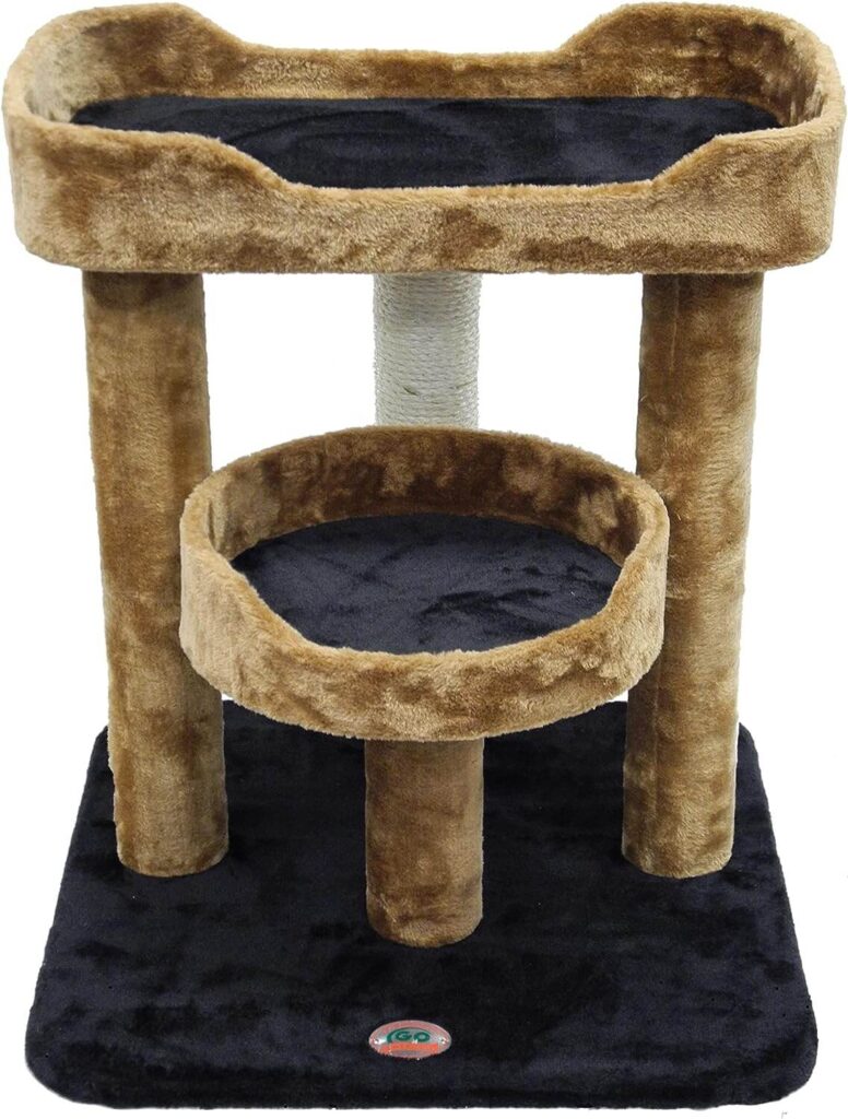 o Pet Club 23" Cat Tree Scratcher Kitty Condo Kitten Furniture with Two Elevated Perch Beds and Large Base for Indoor Cats