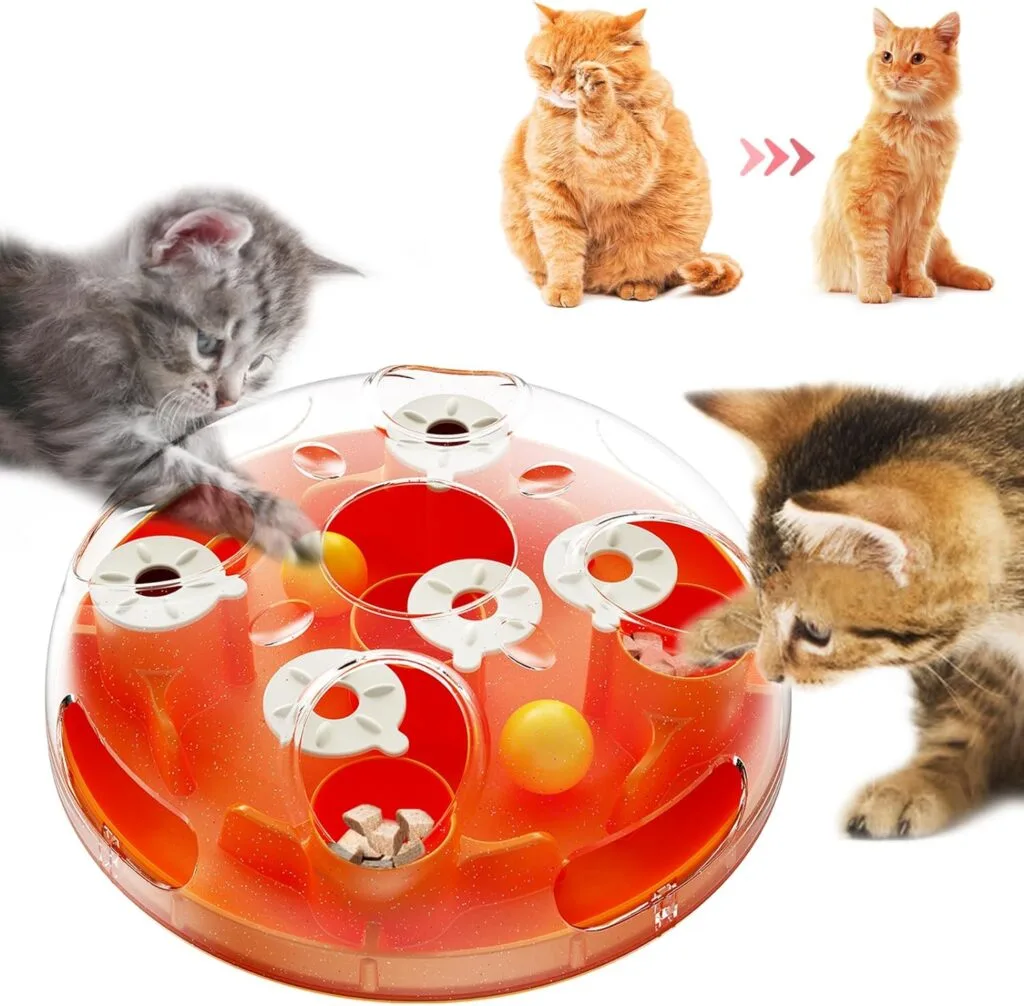 AOCCIT Cat Puzzles Toy Indoor for Cats Weight Loss Interactive Toys Kitten Slow Feeder Kitty Food Treat Puzzles Feeding Dispenser Brian Stimulation Track Balls Pet Fun Birthday Gift